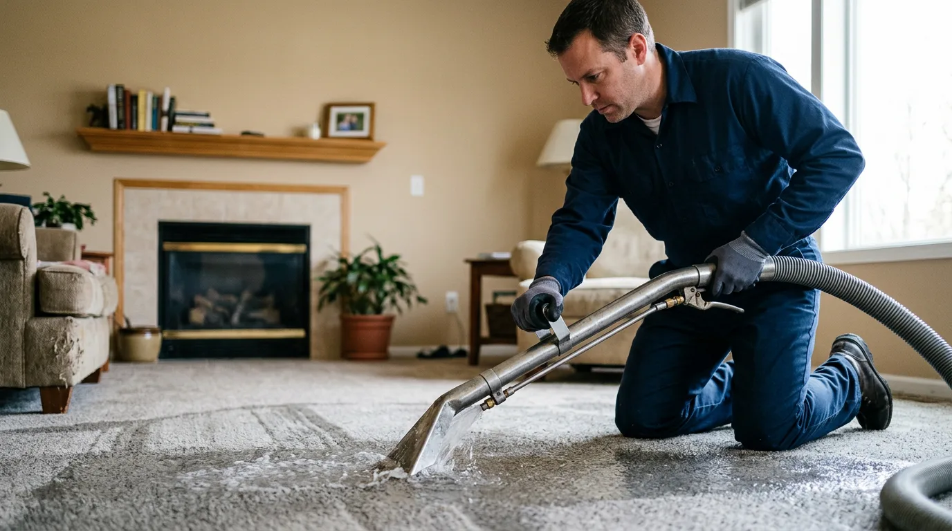 Water damage restoration technician working near Fort Dodge, IA